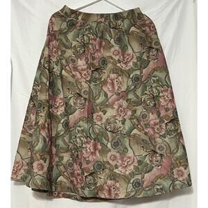 Vintage Inseparables Floral Midi Skirt elastic waist size 14